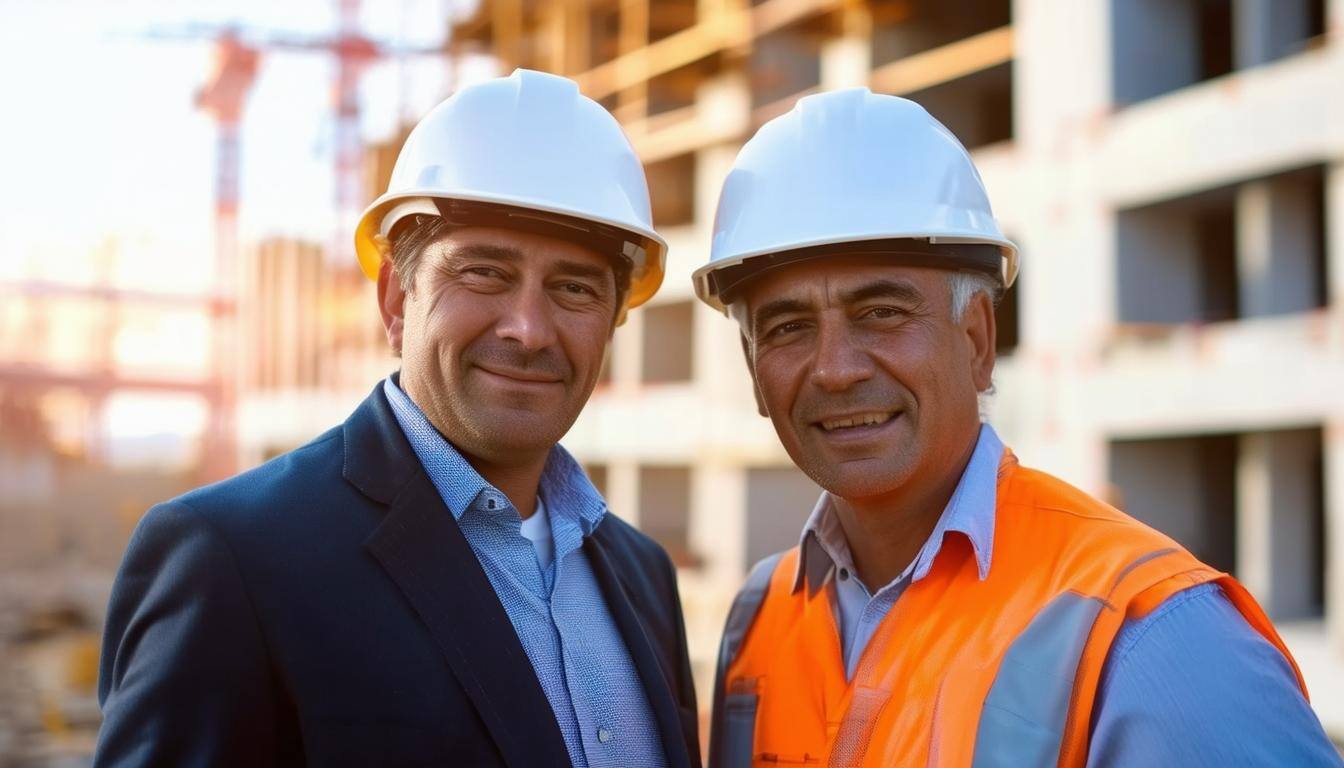 2 ingenieros con casco de construccion 2 ingenieros con casco de construccion
